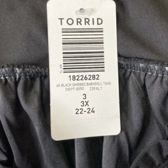 Black Torrid Babydoll Top Stretch Mesh Shirred Bodice Tank Size 3 Party … - Picture 6 of 8